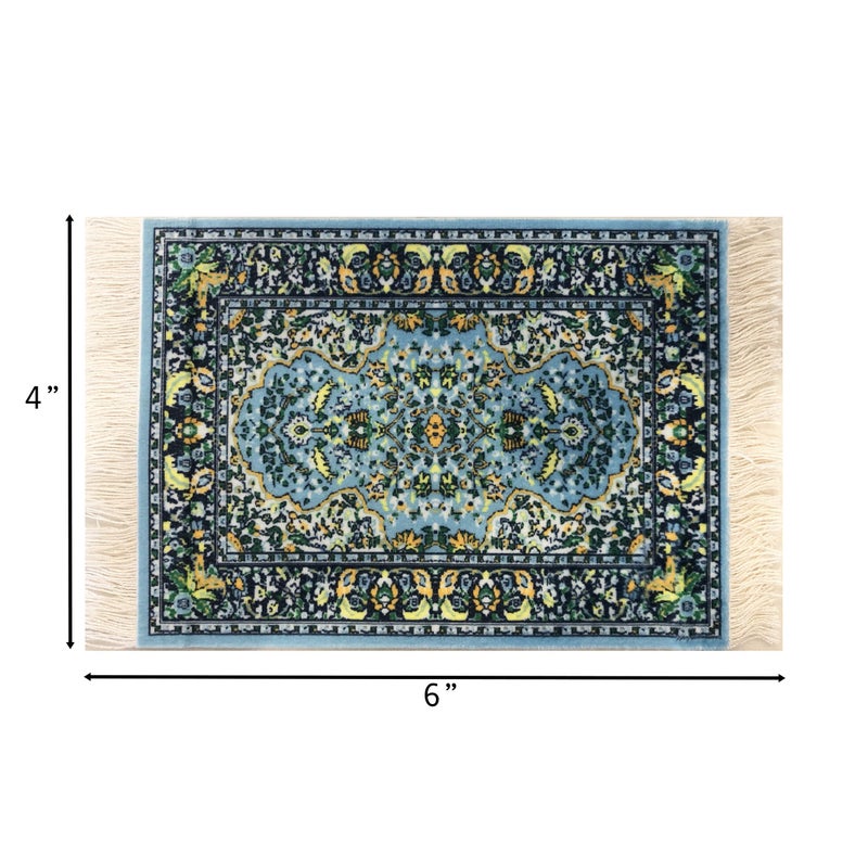 Inusitus Rug Coasters, Set of 4 Turkish Carpet Style Table Drink mats, Absorbent Kitchen and Dining Accessories, Spill & drip Protection, Rectangular - Image 2